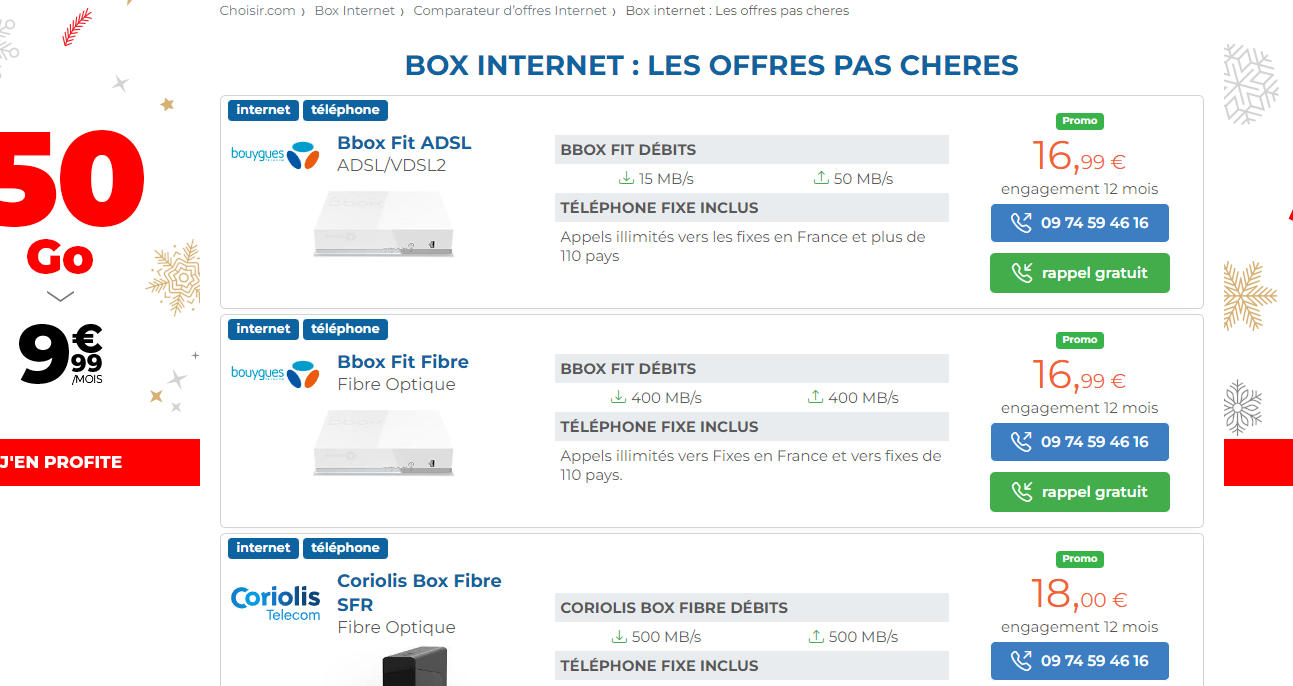 Réaliser des comparatifs de box Internet pas chers.