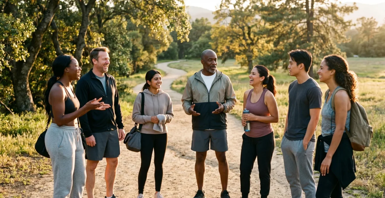 Collaborateurs réunis en cercle pour un débrief collectif après une activité de team building, échanges animés et bienveillants